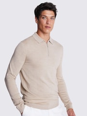 MOSS Natural Merino Blend Quarter Zip Polo Shirt - Image 1 of 5