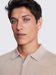 MOSS Natural Merino Blend Quarter Zip Polo Shirt - Image 3 of 5