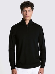 MOSS Black Merino Blend Quarter Zip Jumper - Image 2 of 5