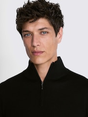 MOSS Black Merino Blend Quarter Zip Jumper - Image 3 of 5