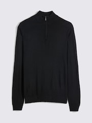 MOSS Black Merino Blend Quarter Zip Jumper - Image 4 of 5