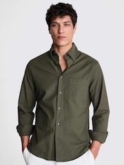 MOSS Light Green Washed Oxford 100% Cotton Shirt - Image 1 of 6