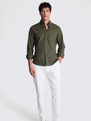 MOSS Light Green Washed Oxford 100% Cotton Shirt - Image 2 of 6