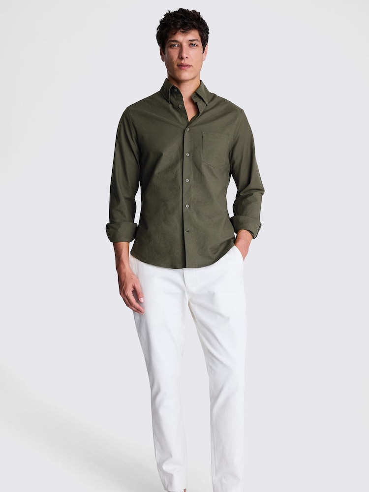 MOSS Light Green Washed Oxford 100% Cotton Shirt - Image 2 of 6
