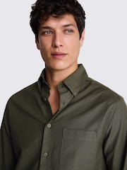 MOSS Light Green Washed Oxford 100% Cotton Shirt - Image 4 of 6