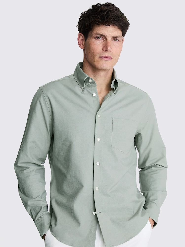 MOSS Green Washed Oxford 100% Cotton Shirt - Image 1 of 6