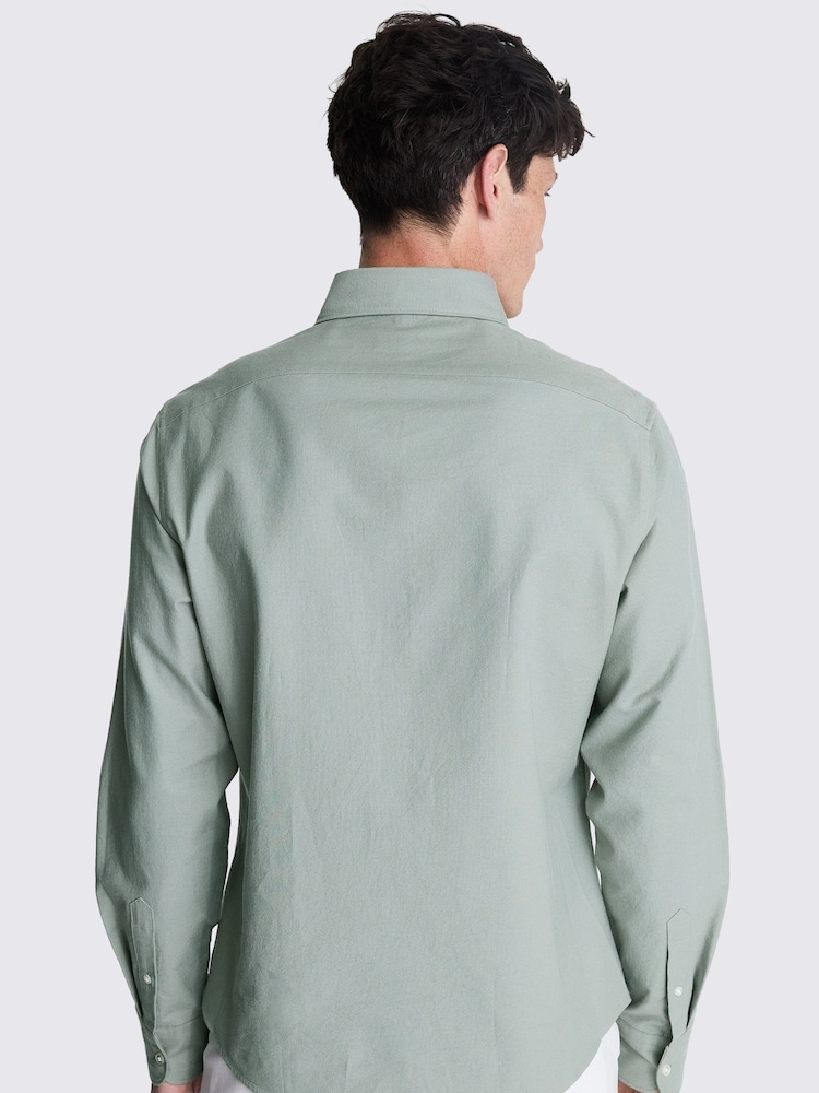 MOSS Green Washed Oxford 100% Cotton Shirt - Image 3 of 6
