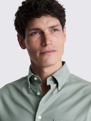 MOSS Green Washed Oxford 100% Cotton Shirt - Image 4 of 6