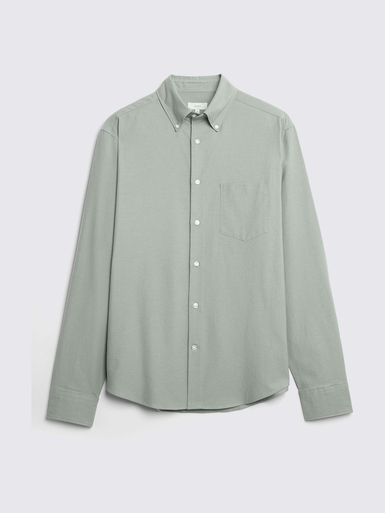 MOSS Green Washed Oxford 100% Cotton Shirt - Image 5 of 6