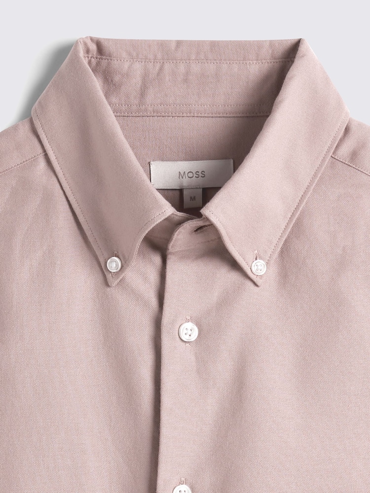 MOSS Pink Washed Oxford 100% Cotton Shirt - Image 6 of 6