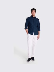 MOSS Dark Blue Washed Oxford 100% Cotton Shirt - Image 2 of 6