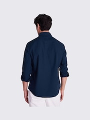 MOSS Dark Blue Washed Oxford 100% Cotton Shirt - Image 3 of 6