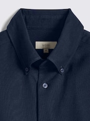 MOSS Dark Blue Washed Oxford 100% Cotton Shirt - Image 6 of 6
