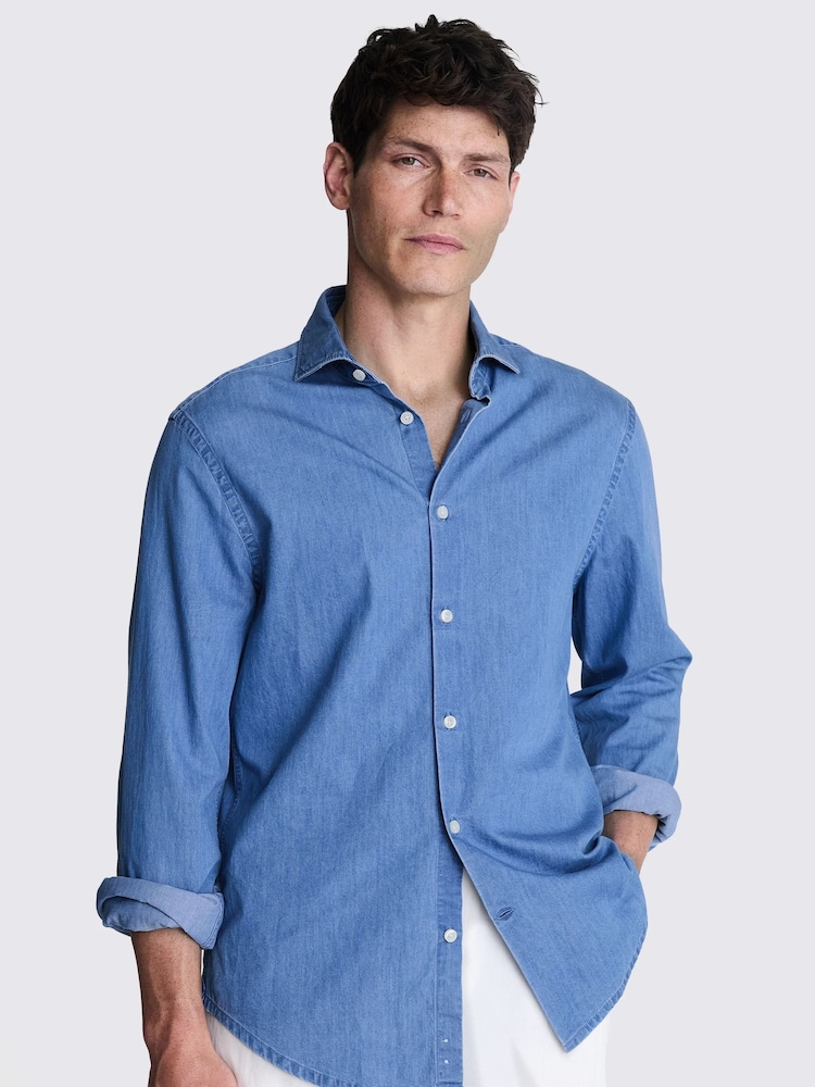 MOSS Blue Denim 100% Cotton Shirt - Image 1 of 6