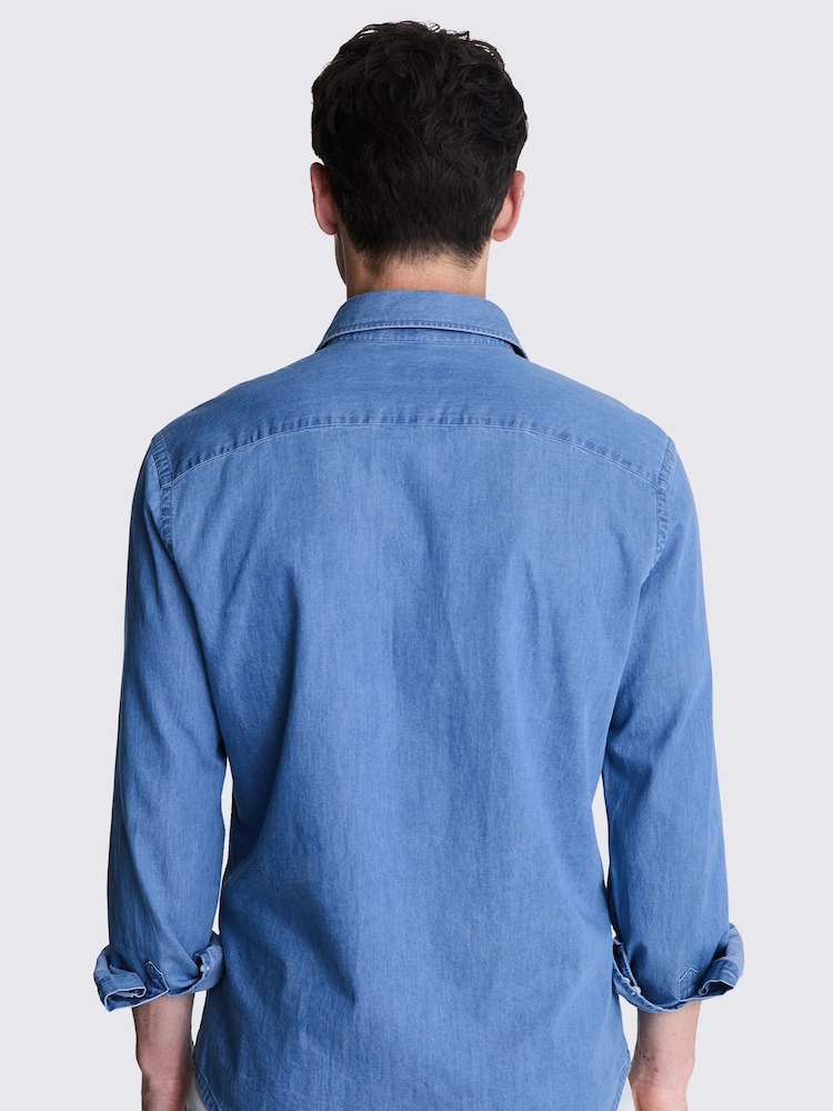 MOSS Blue Denim 100% Cotton Shirt - Image 2 of 6
