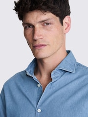 MOSS Blue Denim 100% Cotton Shirt - Image 4 of 6