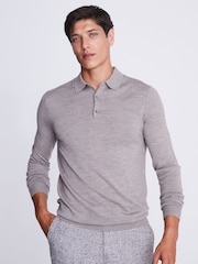 MOSS Purple/Grey Merino Polo Shirt - Image 1 of 3
