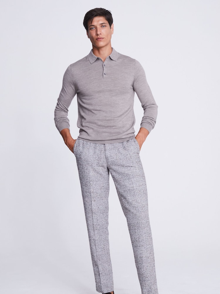 MOSS Purple/Grey Merino Polo Shirt - Image 2 of 3