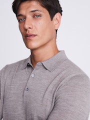 MOSS Purple/Grey Merino Polo Shirt - Image 3 of 3