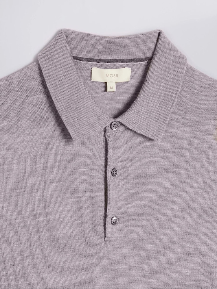 MOSS Taupe Merino-Blend Polo Shirt - Image 5 of 5 MOSS Taupe Merino-Blend Polo Shirt - Image 5 of 5