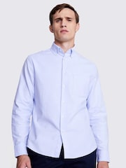 MOSS Blue Washed Oxford 100% Cotton Shirt - Image 1 of 4