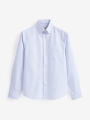 MOSS Blue Washed Oxford 100% Cotton Shirt - Image 4 of 4