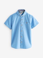 Cobalt Blue Short Sleeve Shirt With Linen - Image 1 of 1