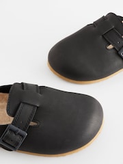 Black Leather Slip-On Clog Mules - Image 3 of 6