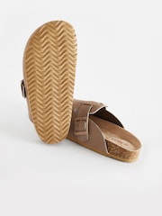 Taupe Brown Leather Slip-On Clog Mules - Image 3 of 6