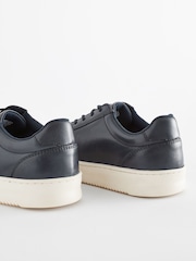 Navy Blue Leather Smart Lace-Up Trainers - Image 3 of 5