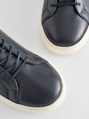 Navy Blue Leather Smart Lace-Up Trainers - Image 5 of 5