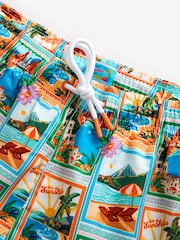 Multicolour Postcard Printed Swim Shorts - Image 2 of 3