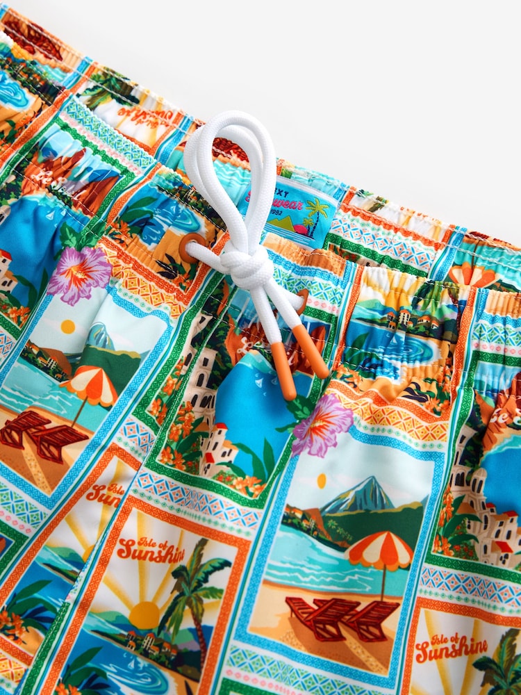 Multicolour Postcard Printed Swim Shorts - Image 2 of 3