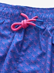 Cobalt Blue/Pink Shell Printed Swim Shorts - Image 1 of 8
