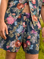 Navy Blue Printed Swim Shorts - Image 1 of 7
