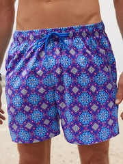 Cobalt/Pink Mediterranean Tile Printed Swim Shorts - Image 1 of 7