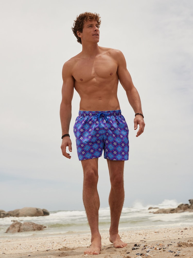 Cobalt/Pink Mediterranean Tile Printed Swim Shorts - Image 2 of 7