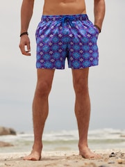 Cobalt/Pink Mediterranean Tile Printed Swim Shorts - Image 4 of 7