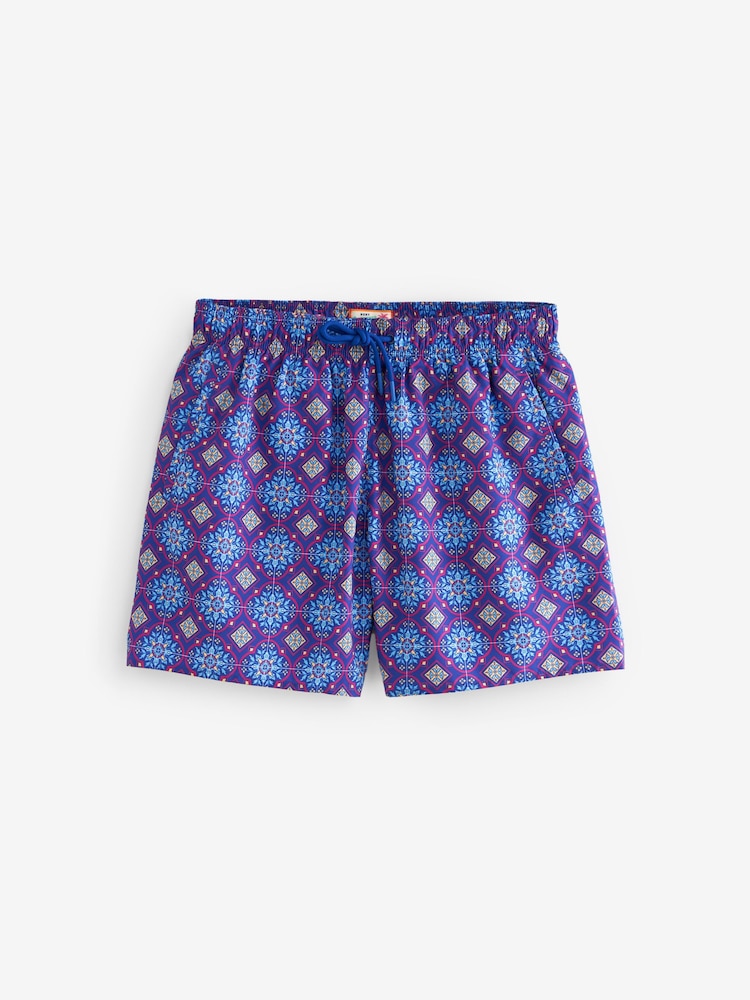 Cobalt/Pink Mediterranean Tile Printed Swim Shorts - Image 6 of 7