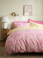 Pink / Yellow Leaf Duvet Cover and Pillowcase Set - Image 1 of 6