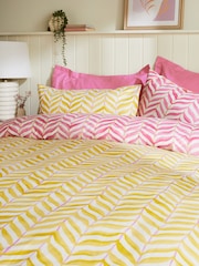 Pink / Yellow Leaf Duvet Cover and Pillowcase Set - Image 4 of 6