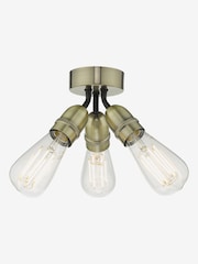 Dar Lighting Antique Brass Yao 3 Light Flush Ceiling Light - Image 1 of 3