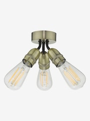 Dar Lighting Antique Brass Yao 3 Light Flush Ceiling Light - Image 2 of 3