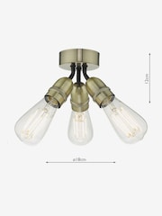 Dar Lighting Antique Brass Yao 3 Light Flush Ceiling Light - Image 3 of 3