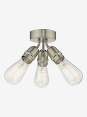 Dar Lighting Satin Nickel Yao 3 Light Flush Ceiling Light - Image 1 of 3