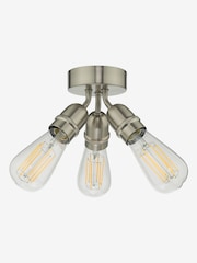 Dar Lighting Satin Nickel Yao 3 Light Flush Ceiling Light - Image 2 of 3