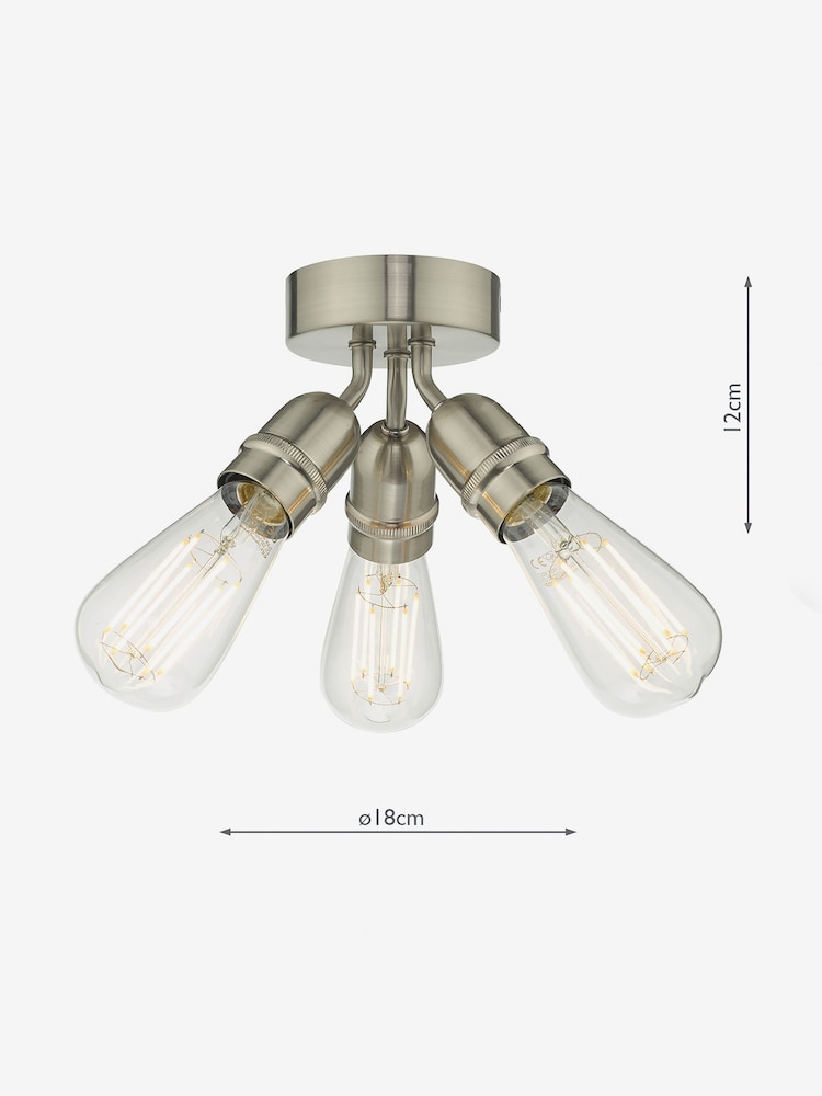 Dar Lighting Satin Nickel Yao 3 Light Flush Ceiling Light - Image 3 of 3