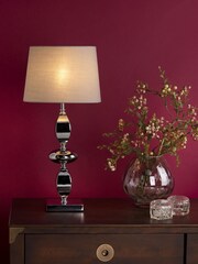 Dar Lighting Polished Chrome Wickford Large Table Lamp with Grey Shade - Image 1 of 3