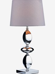 Dar Lighting Polished Chrome Wickford Large Table Lamp with Grey Shade - Image 2 of 3
