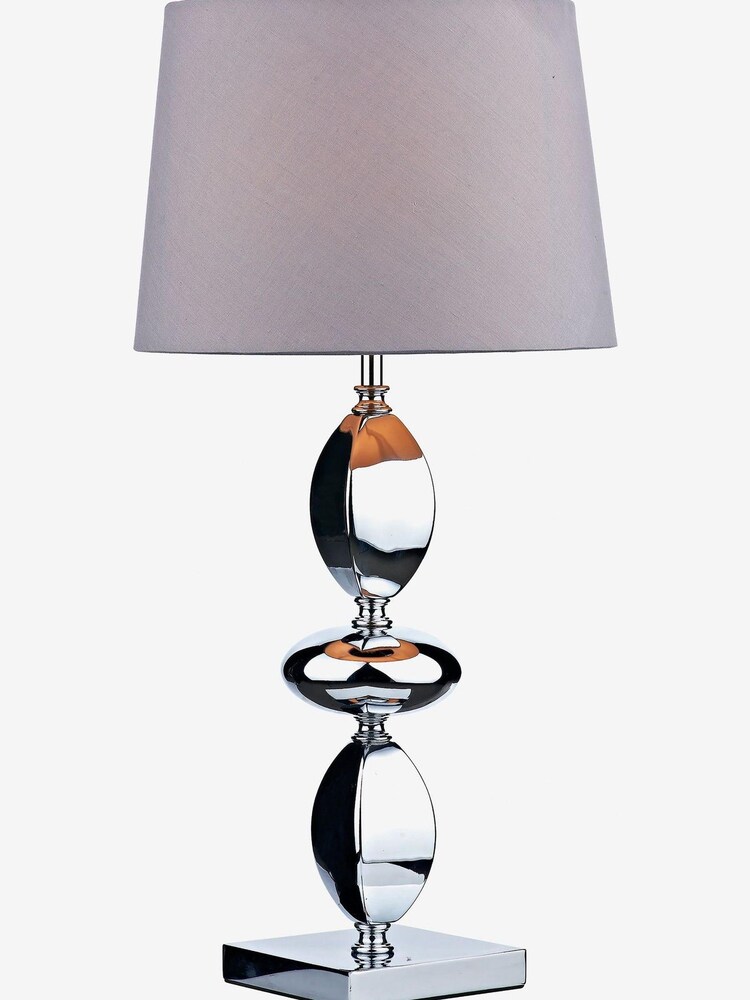 Dar Lighting Polished Chrome Wickford Large Table Lamp with Grey Shade - Image 2 of 3